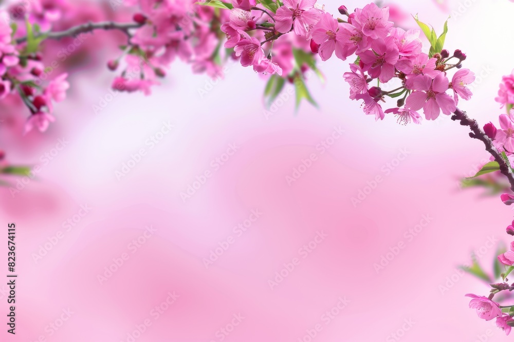 Spring cherry blossoms on a soft pink background Spring cherry blossoms on a soft pink background
