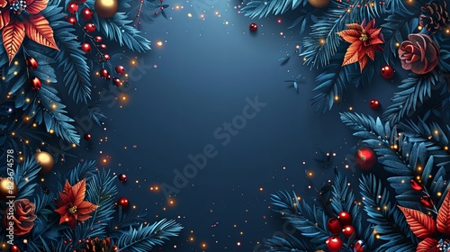 Merry Christmas and Happy New Year. Vector illustration for greeting card, party invitation card, website banner, social media banner, marketing material