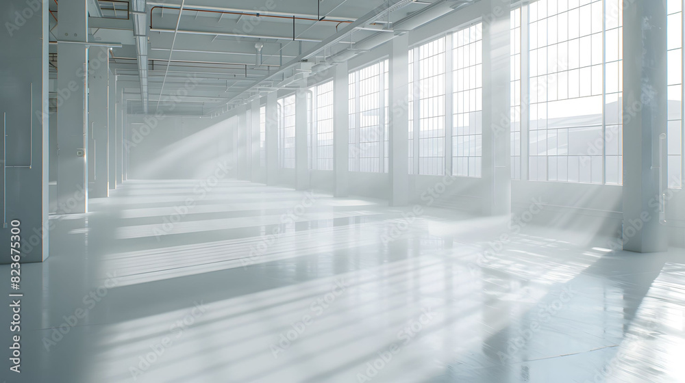 Light streams through a glass wall in a modern office building hallway Light streams through a glass wall in a modern office building hallway