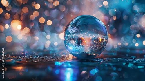 miniature universe encapsulated in delicate glass sphere ai generated abstract background photo