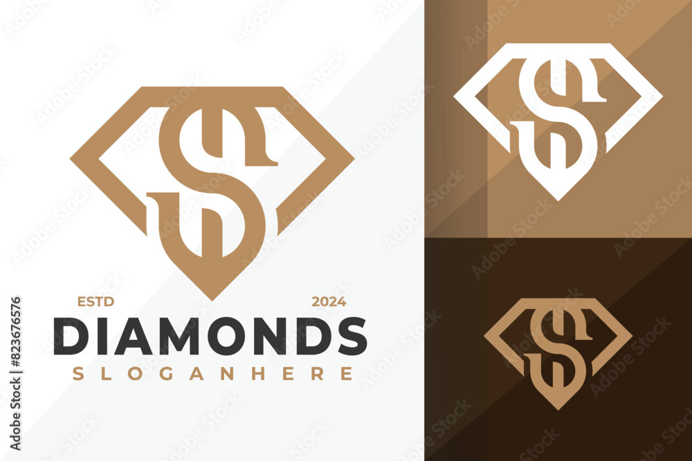 Letter S Diamond logo design vector symbol icon illustration Letter S Diamond logo design vector symbol icon illustration