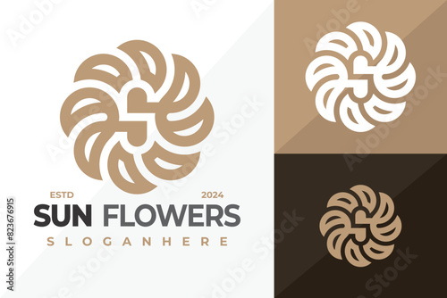 Letter S Sun Flower Bloom logo design vector symbol icon illustration photo