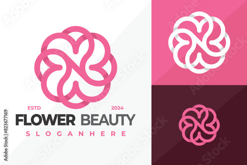 Letter N Beauty Flower Bloom logo design vector symbol icon illustration