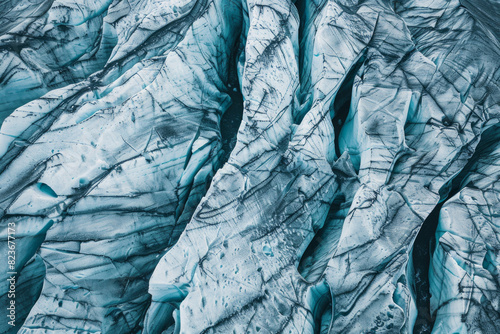 Wallpaper Mural Aerial view of a glacier, capturing the intricate patterns and textures formed by the ice. Highlight the natural lines and subtle color variations to create a minimalist, abstract composition. Torontodigital.ca