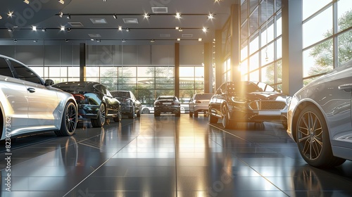 modern car dealership interior with shiny vehicles on display sleek showroom design 3d illustration