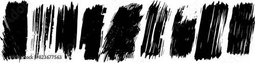 Black highlight marker stripes isolated on white background. Vector design elements. AI generated illustration.