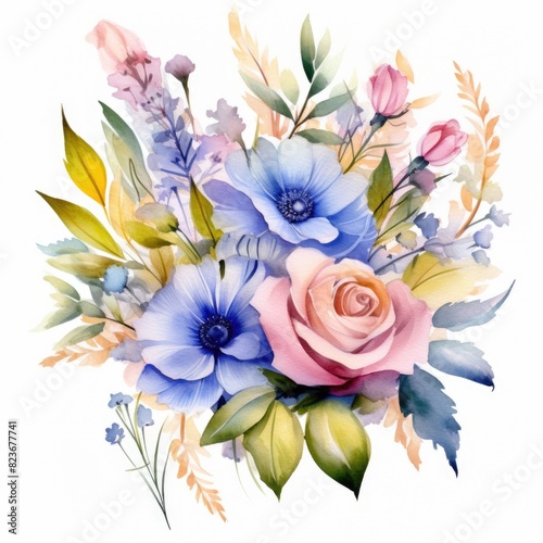 bright flowers on a white background