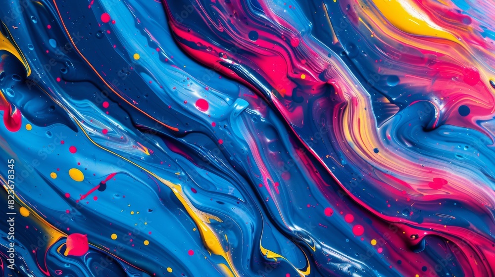 Fototapeta premium Vibrant abstract swirls in blue, red, and yellow