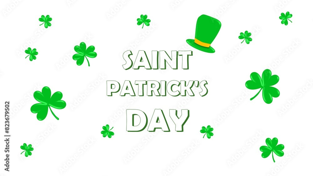 Saint Patrick's Day background illustration with shamrock and the green top hat illustration