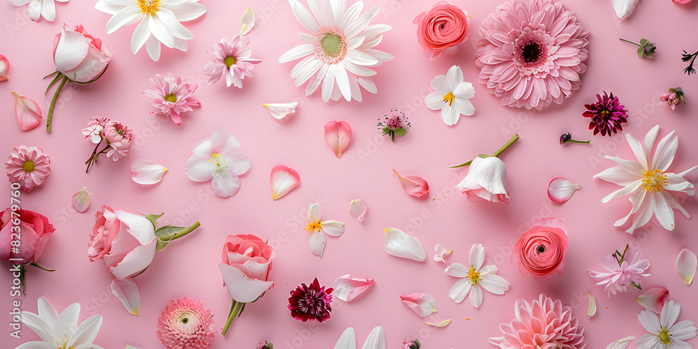 Pink Flowers on a Pink Background A Symphony of Natural and Artificial Blooms in Spring's Pastel Palette Pink Flowers on a Pink Background A Symphony of Natural and Artificial Blooms in Spring's Pastel Palette