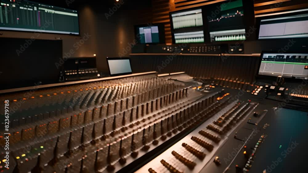 Advanced Sound Board and Multiple Monitors in Recording Studio Generative AI Advanced Sound Board and Multiple Monitors in Recording Studio Generative AI