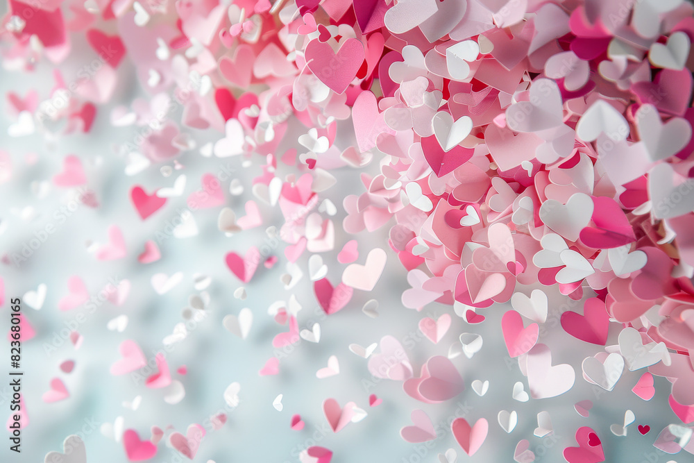 A pink and white background with a lot of hearts scattered around A pink and white background with a lot of hearts scattered around