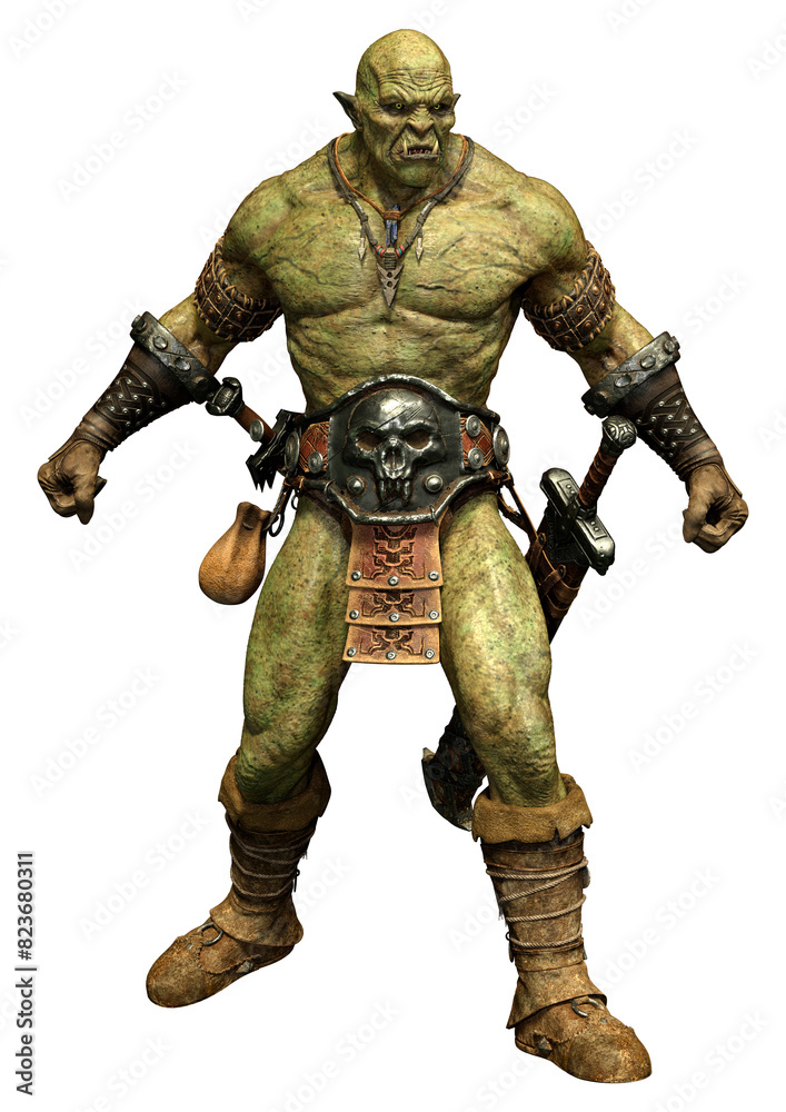 3D Rendering Fantasy Creature Orc on White 3D Rendering Fantasy Creature Orc on White