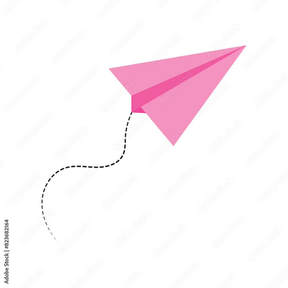 pink, Blue paper plane with dotted path. Vector design element pink, Blue paper plane with dotted path. Vector design element