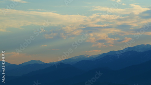 Sunrise In Mountain With Orange Sky. The Perfect Mountain In Sunrse. Real time.