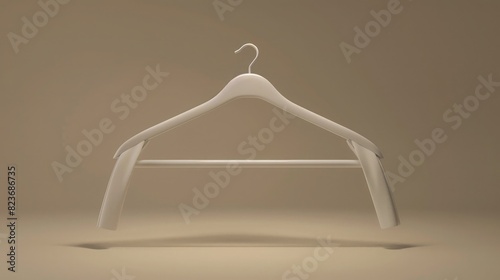 3D render of a white hanger on a bar, on a neutral background, high resolution photography, high details, studio photo