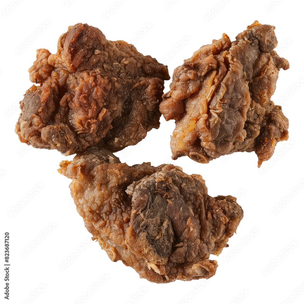 Fried meat png isolated on white or transparent background
Fried meat png isolated on white or transparent background