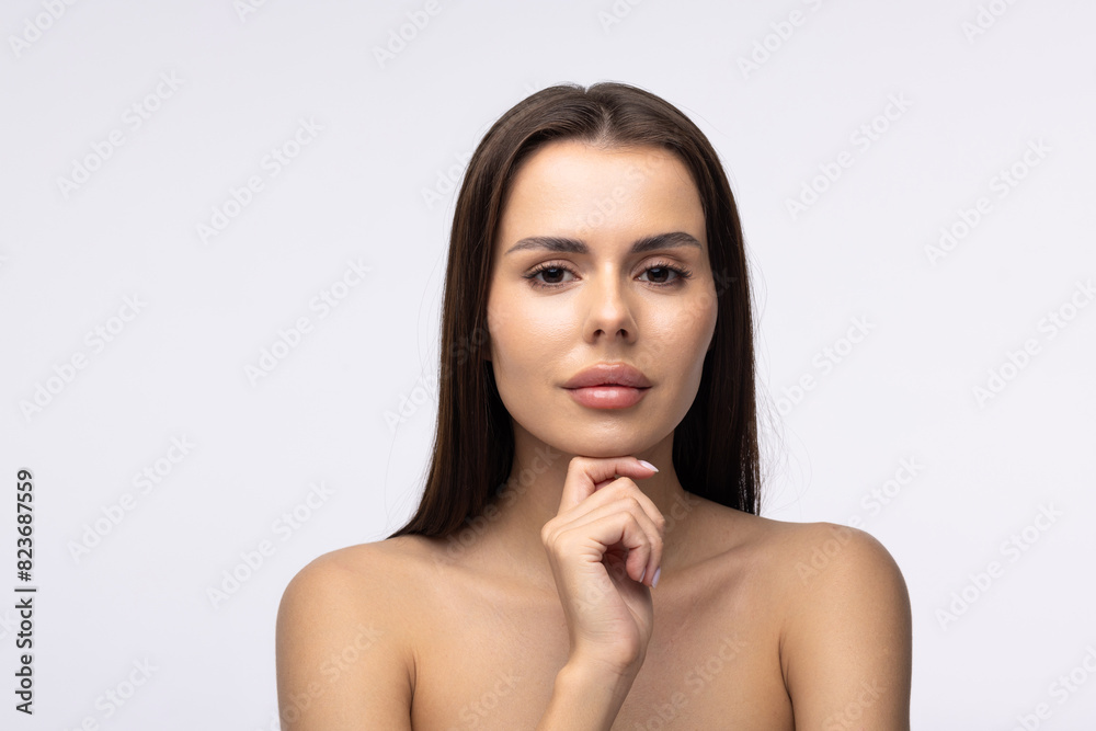 Portrait of a beautiful woman model on white background Portrait of a beautiful woman model on white background