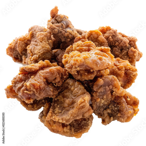 Fried meat top view isolated on transparent background
