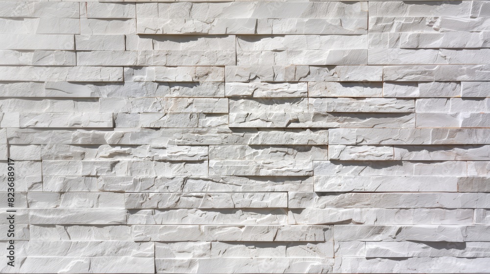 A wall made of white bricks with a rough texture