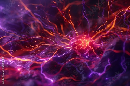 Pulsating Cosmic Energies A Dazzling Abstract Depiction of Electric Currents and Fractal Eruptions