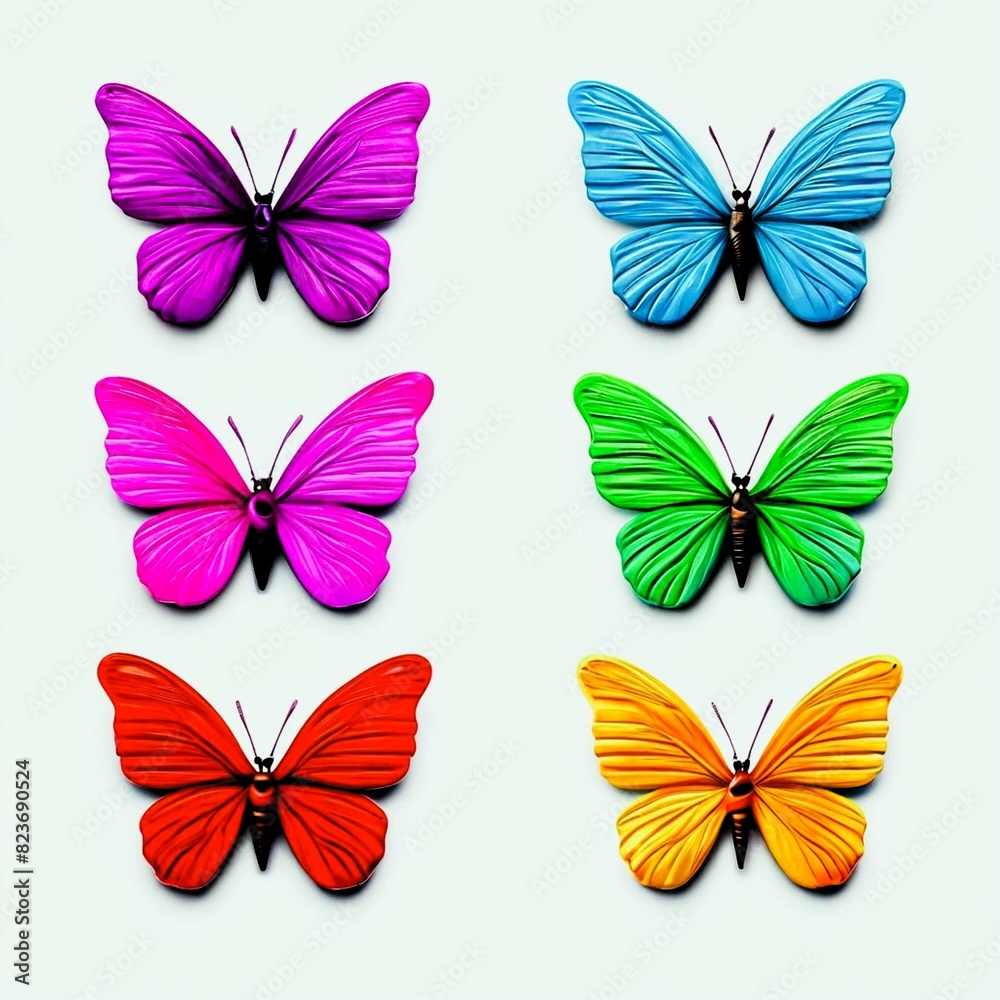 a set of jewelry in the form of multi-colored butterflies for women, girls, for the holiday, isolated, 3D a set of jewelry in the form of multi-colored butterflies for women, girls, for the holiday, isolated, 3D
