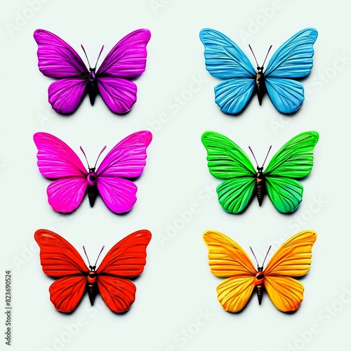 a set of jewelry in the form of multi-colored butterflies for women, girls, for the holiday, isolated, 3D © Ihar