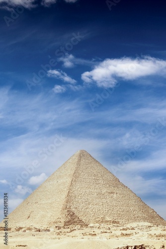 Ancient Egyptian pyramids against the sky