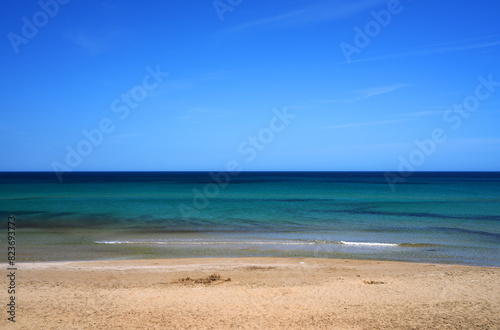 Beautiful exotic beach in Sicily  Mediterranean Sea  Italy  Europe