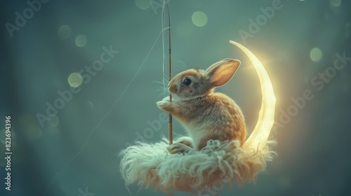 The rabbit on the moon is a beloved character in many traditional folktales and is often associated with the cycles of nature, Generated by AI photo