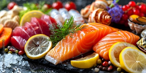 Women may experience allergic reactions like itching rash and abdominal pain from seafood. Concept Seafood Allergies photo
