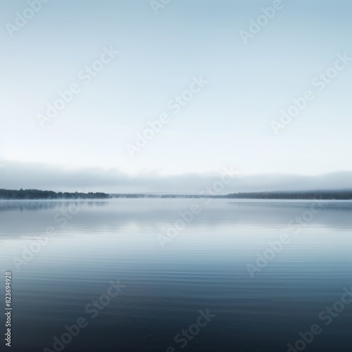 A calm lake with a cloudy sky in the background