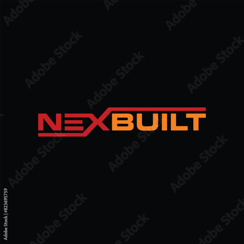 NEXBUILT brand text design  logo on black background