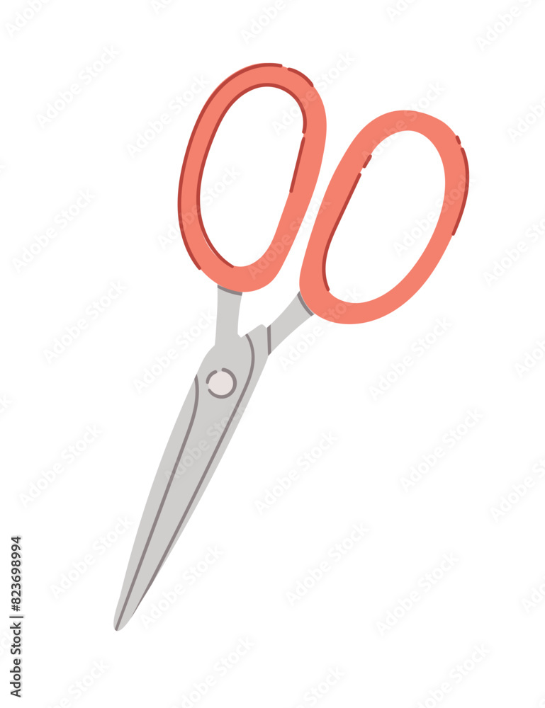 Stainless steel scissor with red handle vector illustration isolated on white background Stainless steel scissor with red handle vector illustration isolated on white background