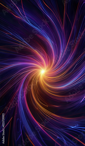 Colorful wavy neon lines background on black