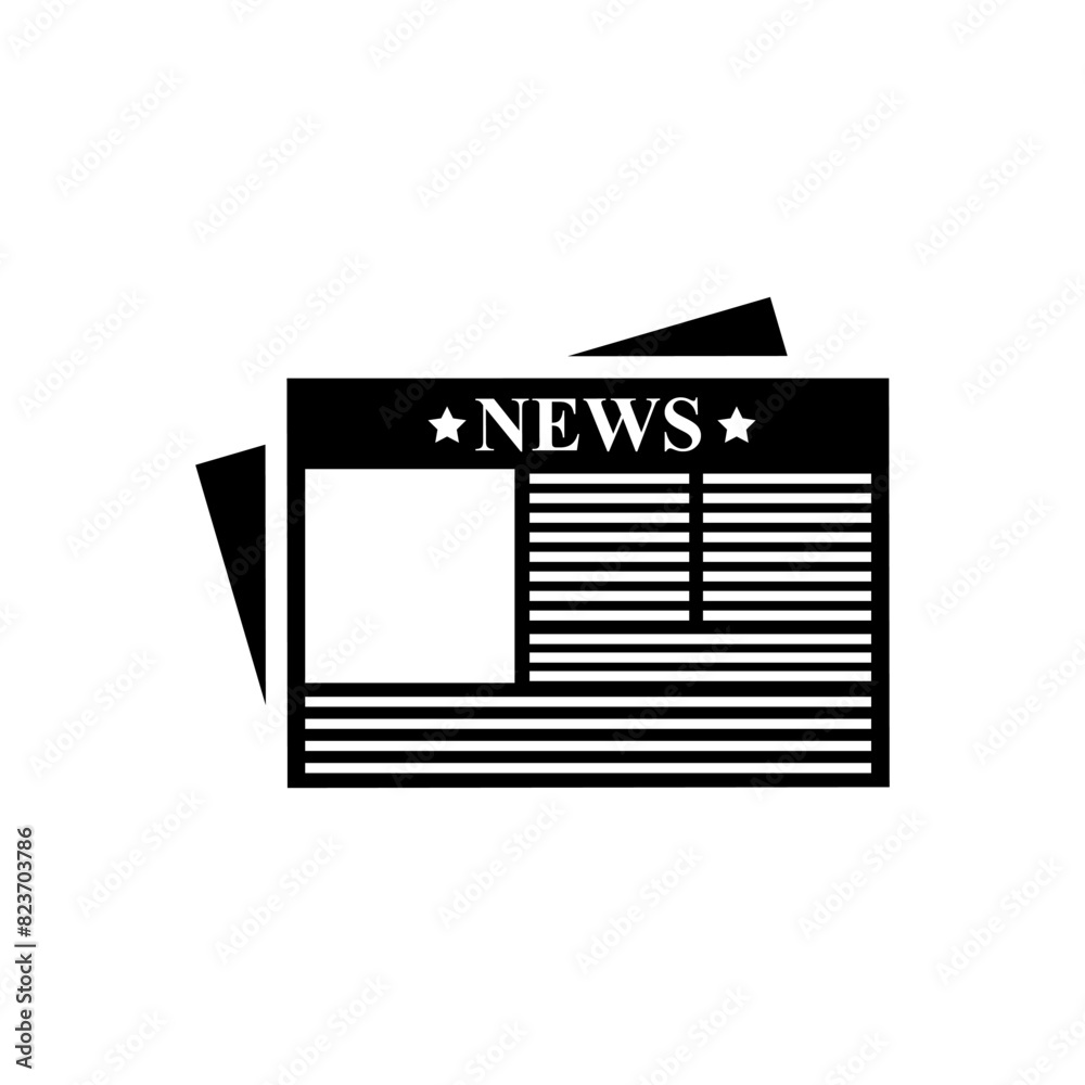 Naklejka premium Newspaper black and white flat vector icon design