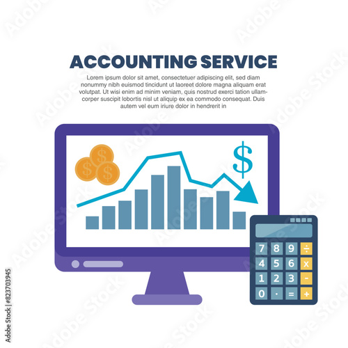 Vector illustration of accounting service, reports and planning
