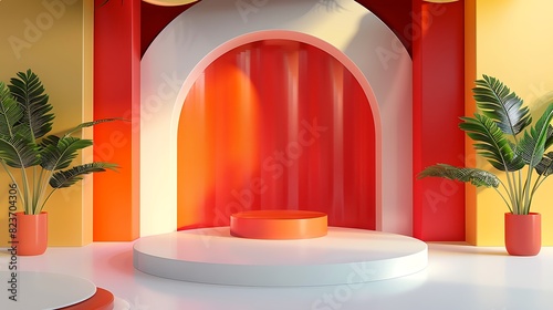 Abstract 3D Stage Set in Rounded Style with Award-Winning Aesthetic and Eye-Catching Pure Colors © abangaboy