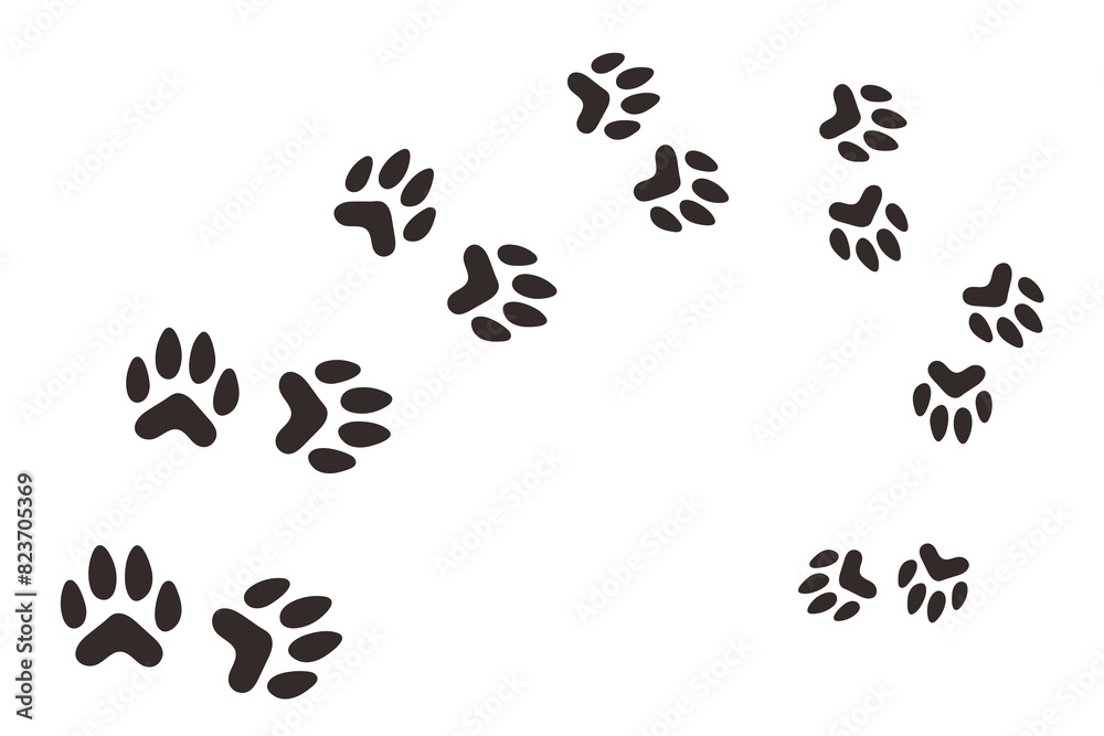 Black paw footprint vector illustration isolated on white background Black paw footprint vector illustration isolated on white background