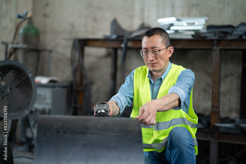 people using angle grinder in workshop people using angle grinder in workshop