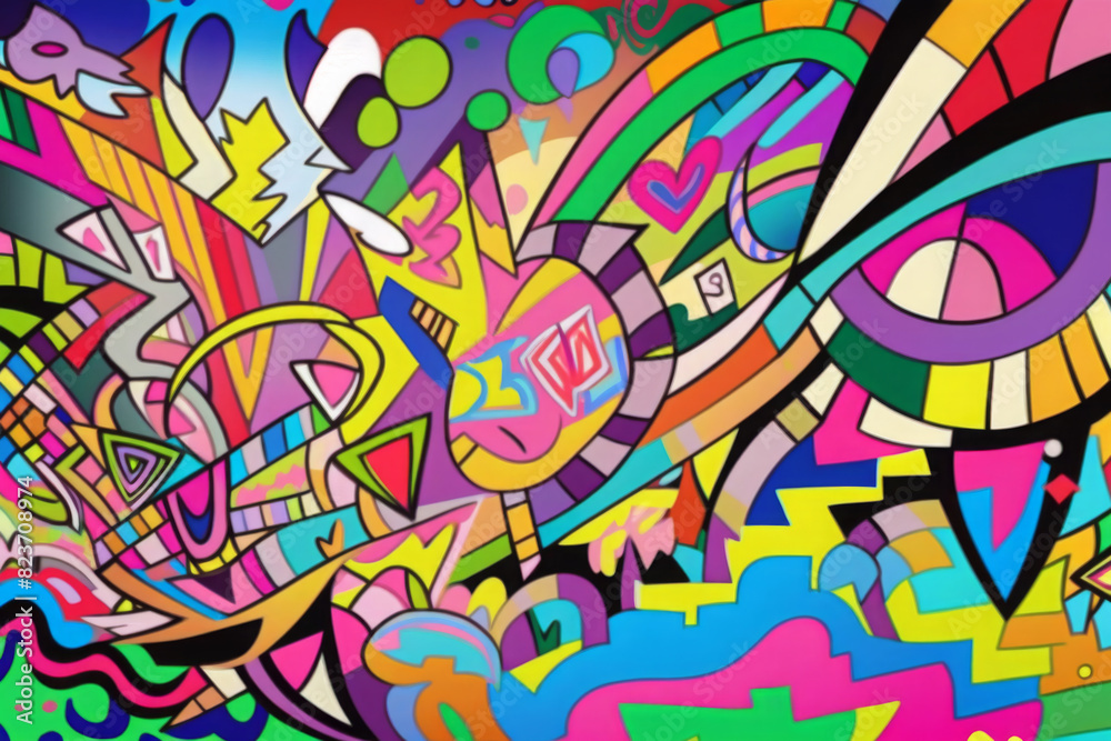 colorful graffiti art design bright background	