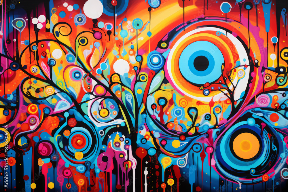 Obraz premium colorful graffiti art design bright background