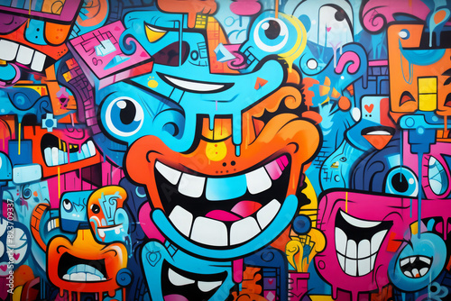 colorful graffiti art design bright background 