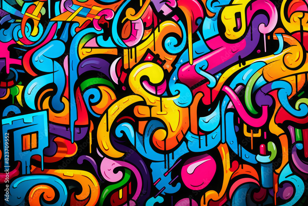 colorful graffiti art design bright background	