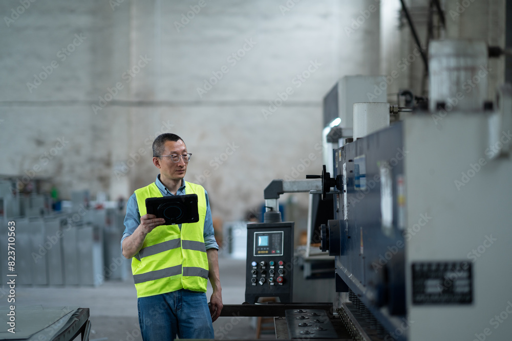 person working with tablet in workshop person working with tablet in workshop