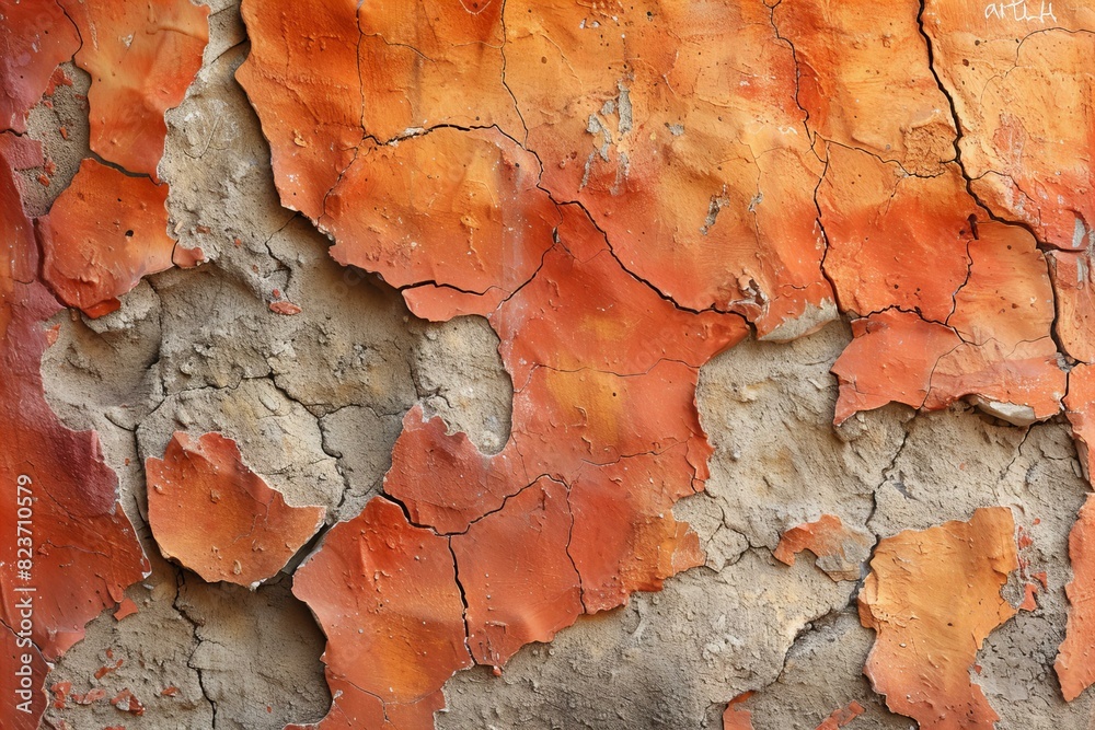 Digital artwork of  close up shot of an orange colored wall, high quality, high resolution