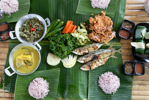 Nasi Iye Kapong; a taste of Pattani's local cuisine in southern of Thailand. This dish is deeply rooted in the Malay culture prevalent in the region. photo