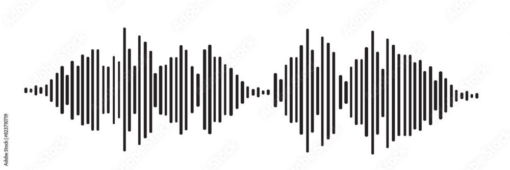Voice audio message vector smartphone app interface design, flat wave flat soundwave set, waveform speech collection illustration.