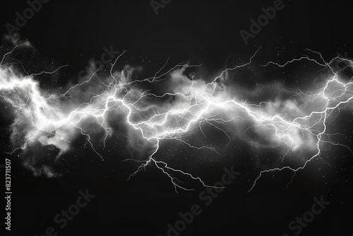 Modern set with lightning effect for thunder games. Generative Ai photo
