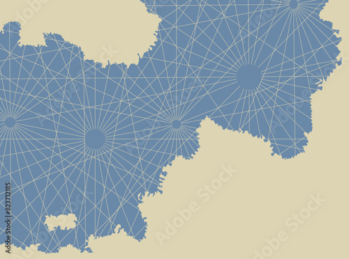 Portolan map, two continents and a sea